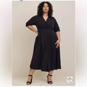 Torrid Women’s 4X Midi Studio Crepe De Chine Collared‎ Shirt Dress Wedding Event
